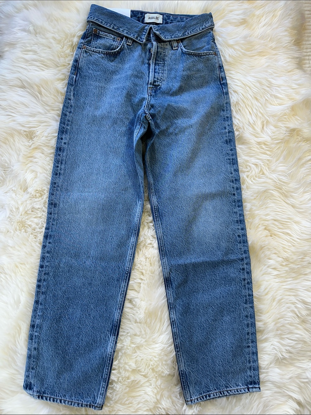 Agolde Women's Straight-Leg Jeans in Mid Blue Denim